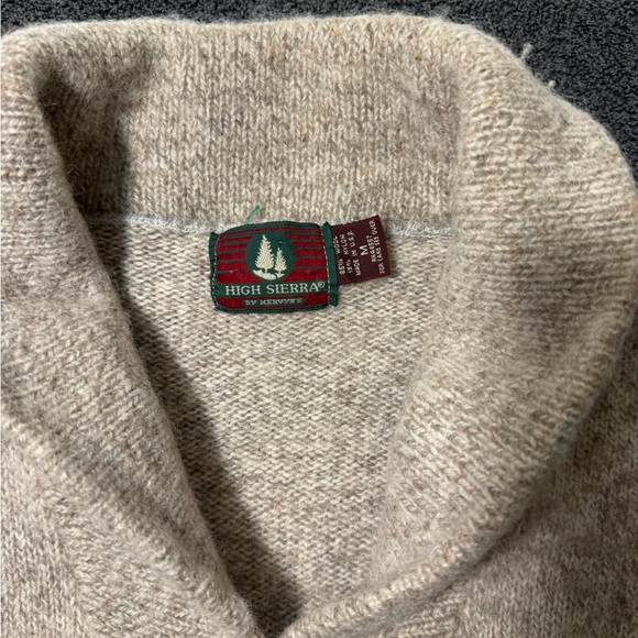 Vintage High Sierra Men's Tan Shawl Collar Wool Cardigan - Picture 2 of 6